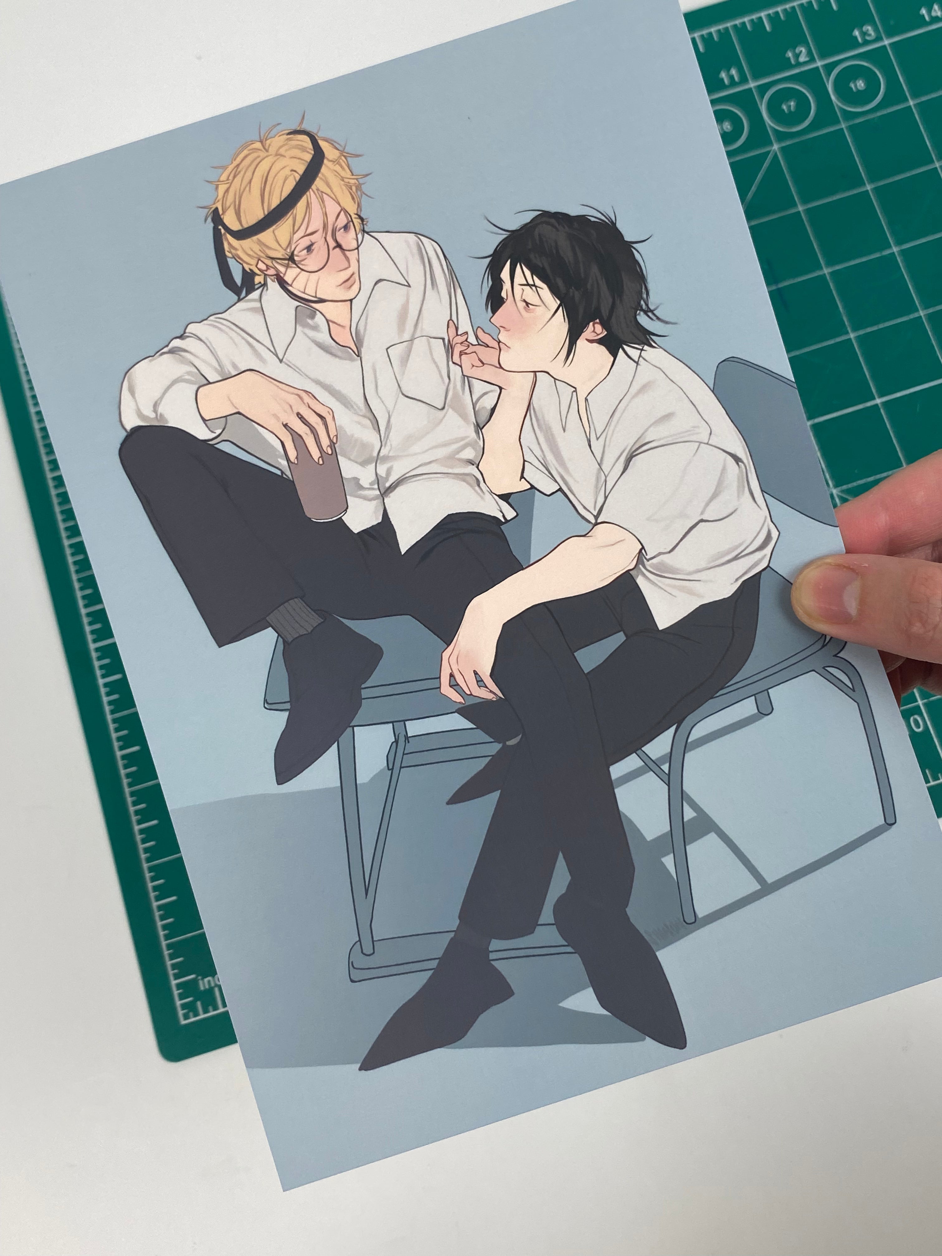 Print A5: Naruto and Sasuke School Fanart