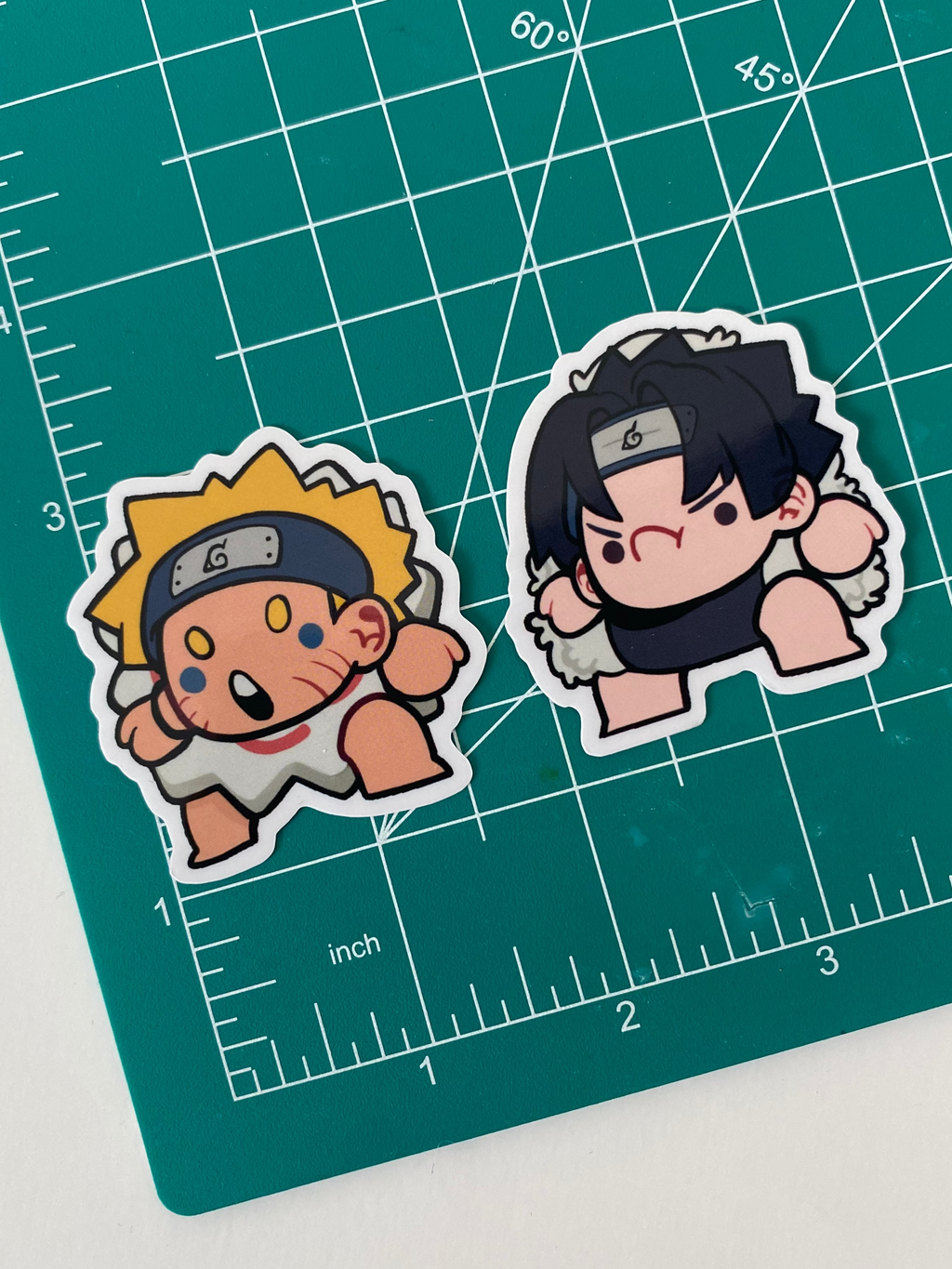 Pair of Small  Transparents Stickers: Naruto and Sasuke Fanart