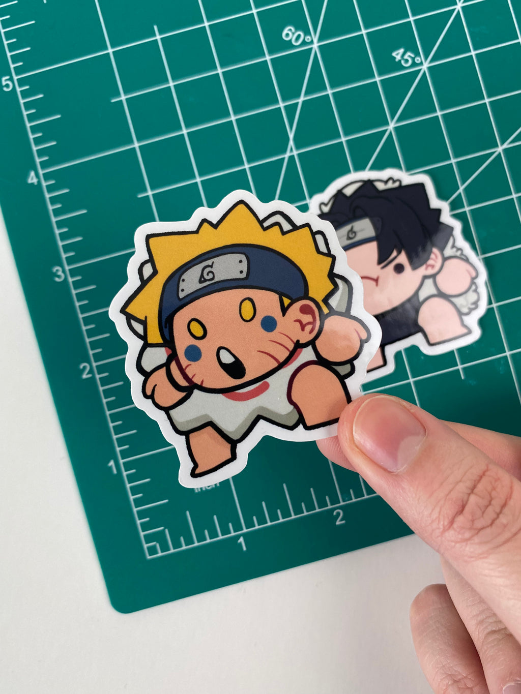 Pair of Small  Transparents Stickers: Naruto and Sasuke Fanart