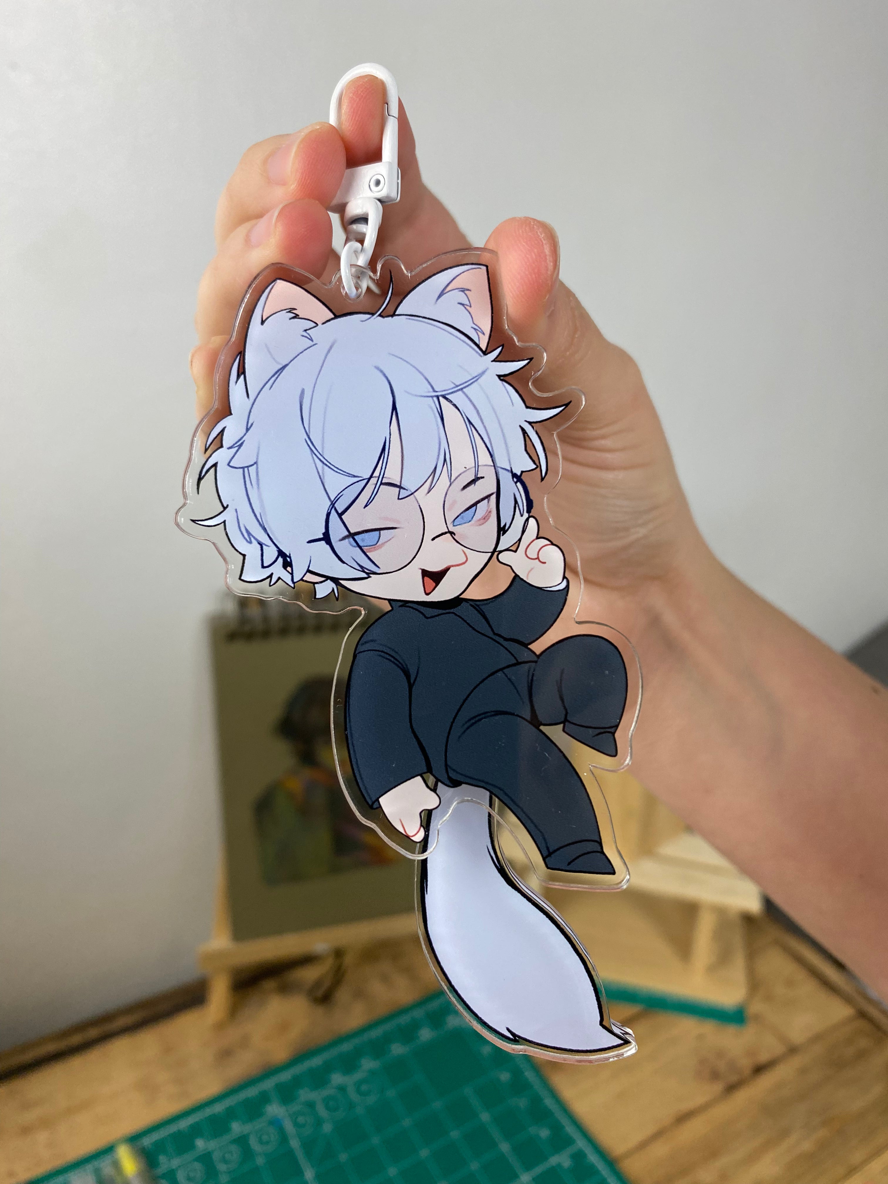 Keychain: Gojo Chibi with Movable Tail