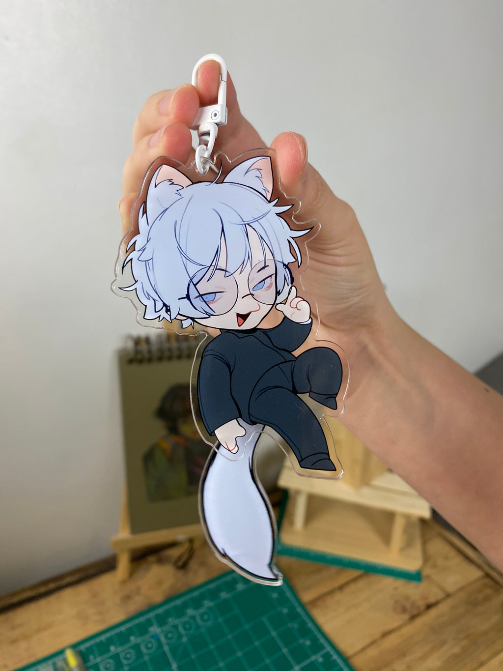 Keychain: Gojo Chibi with Movable Tail
