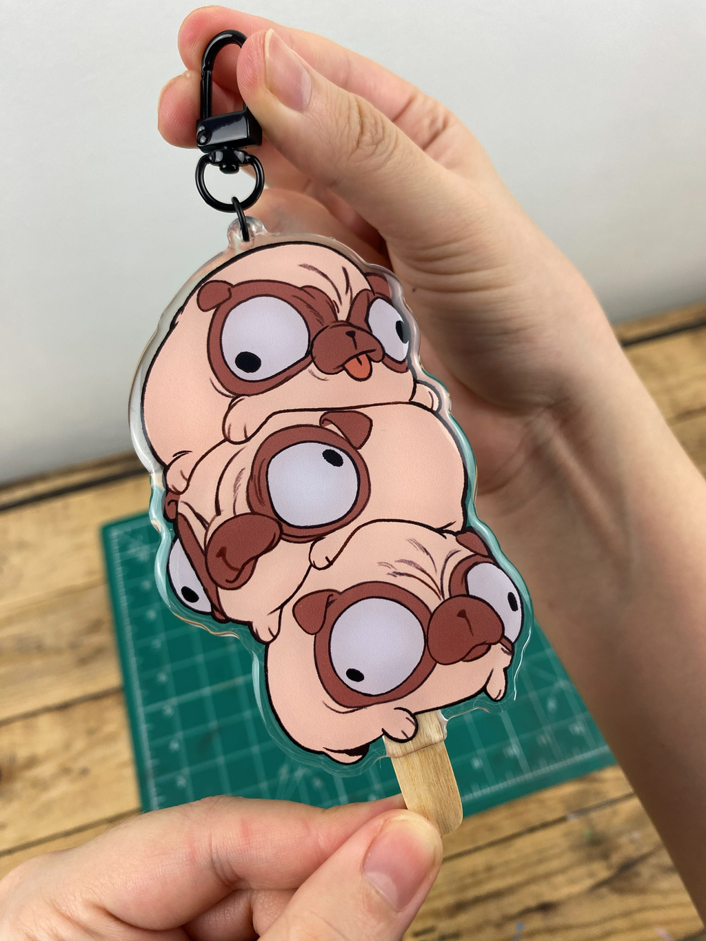 Keychain: Pug-shaped Popsicle