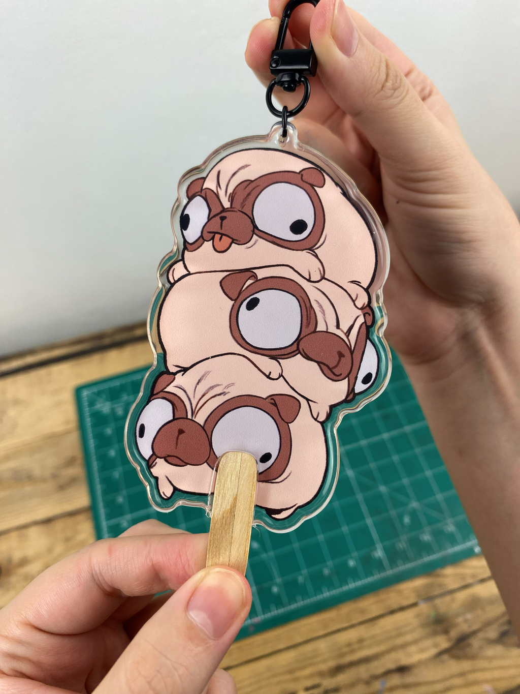 Keychain: Pug-shaped Popsicle
