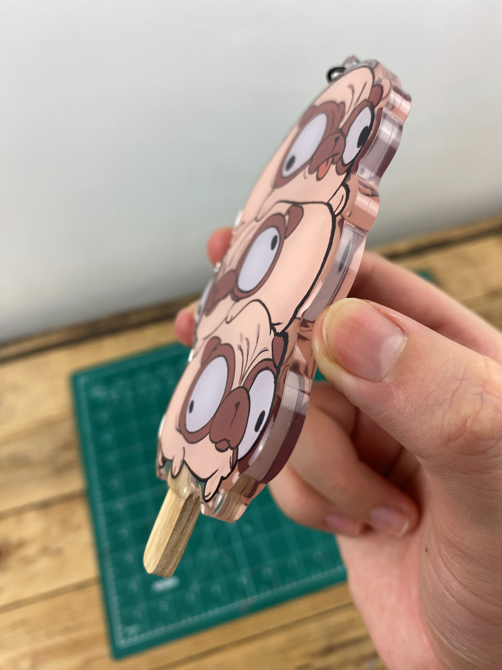 Keychain: Pug-shaped Popsicle