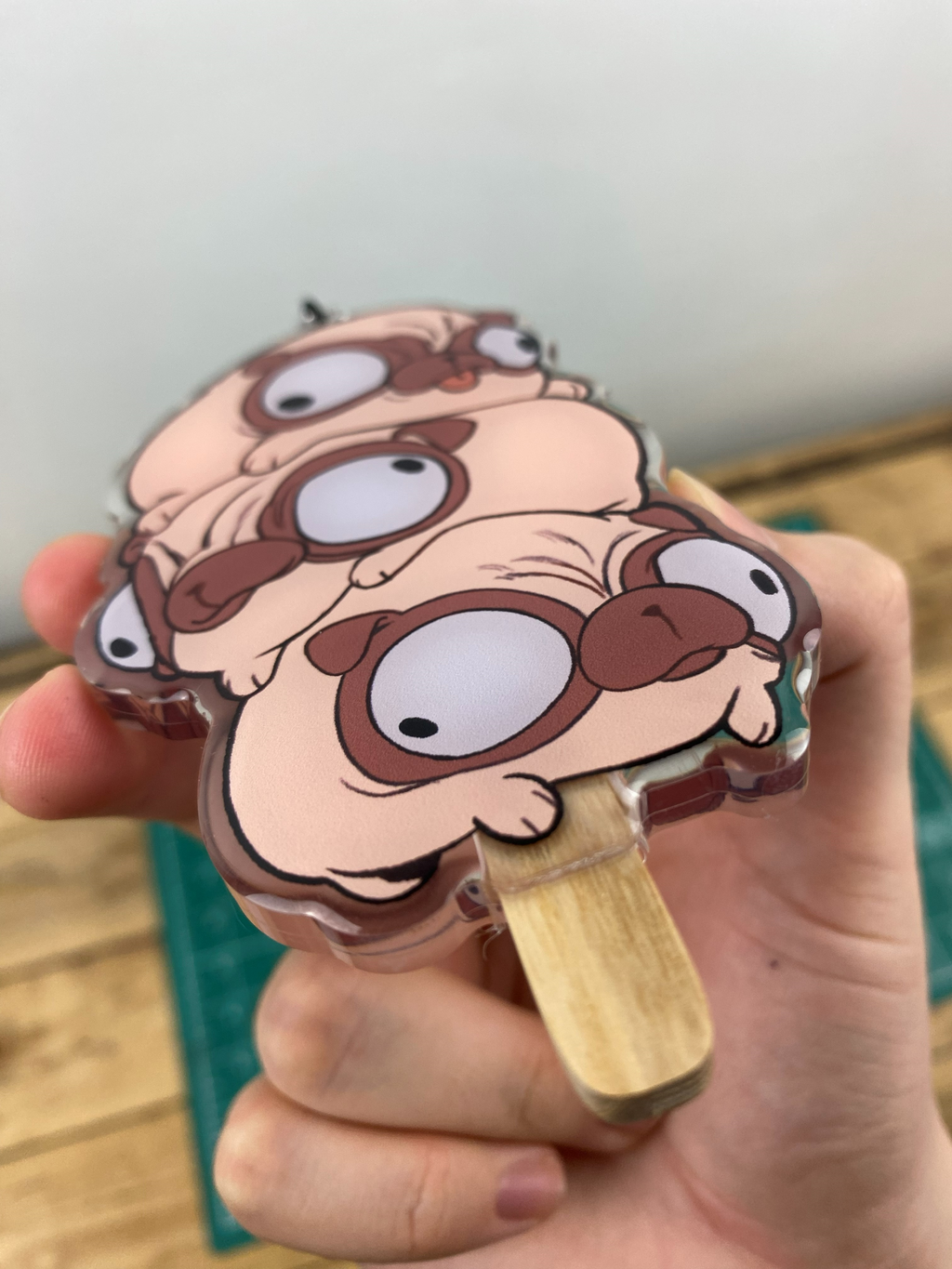 Keychain: Pug-shaped Popsicle