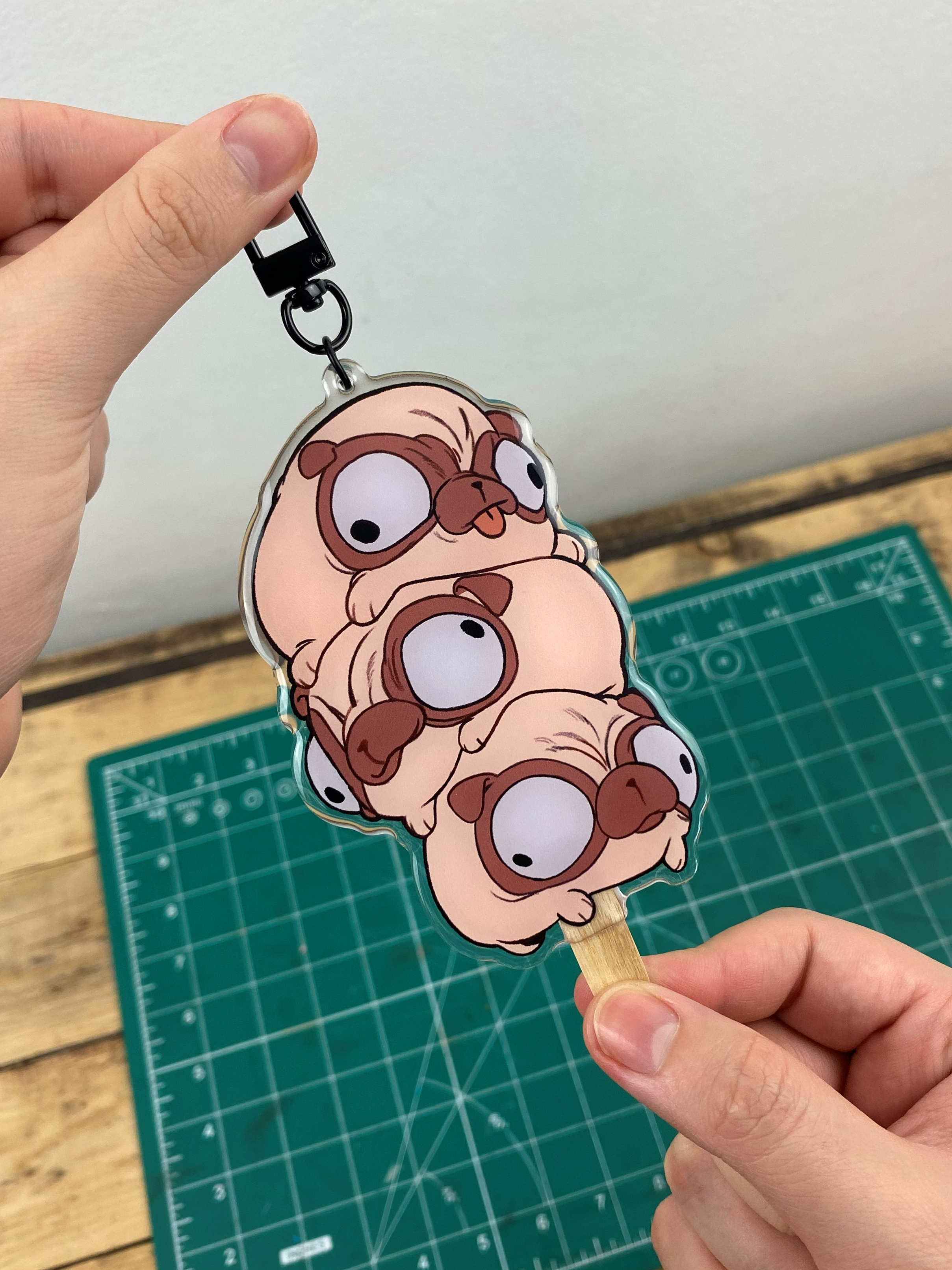 Keychain: Pug-shaped Popsicle