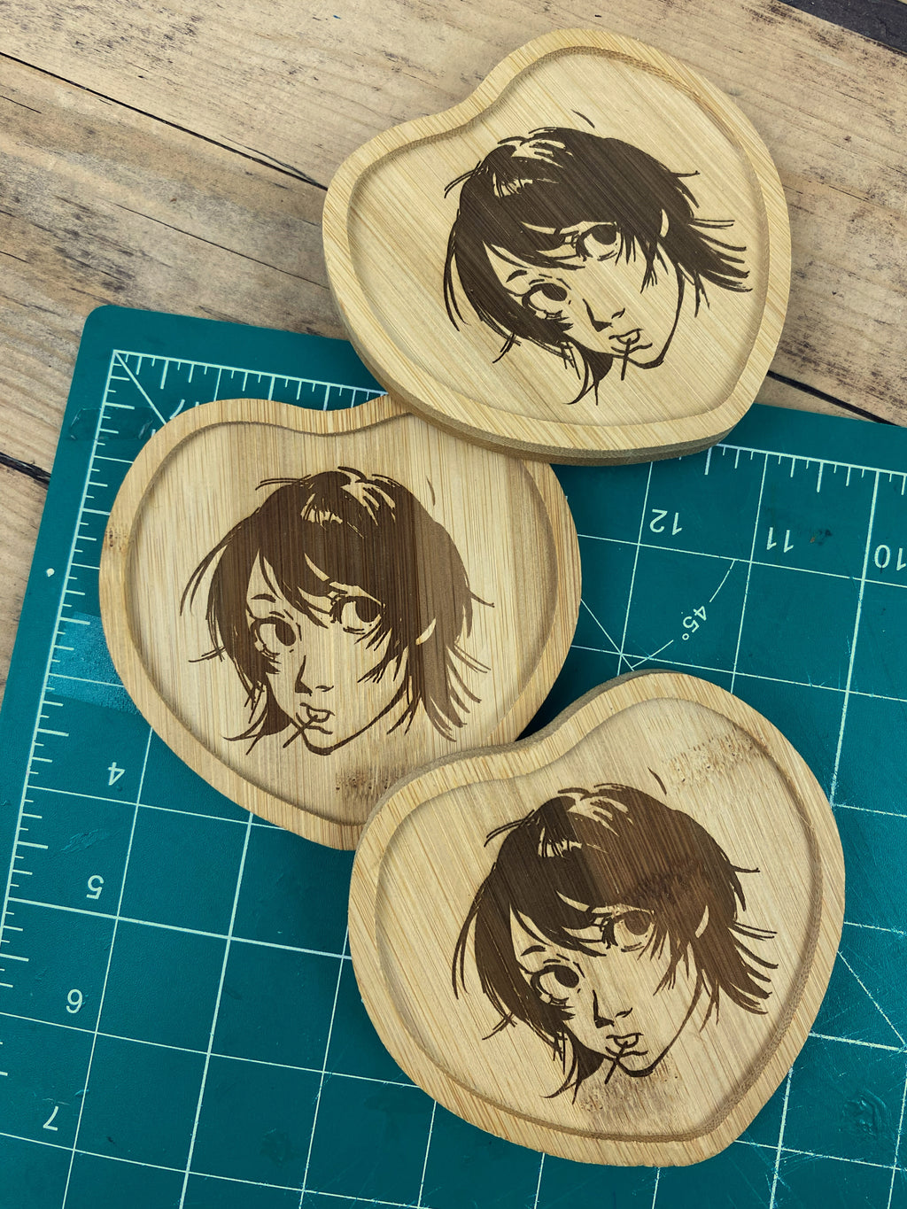 Wooden Coaster - Doodle girl