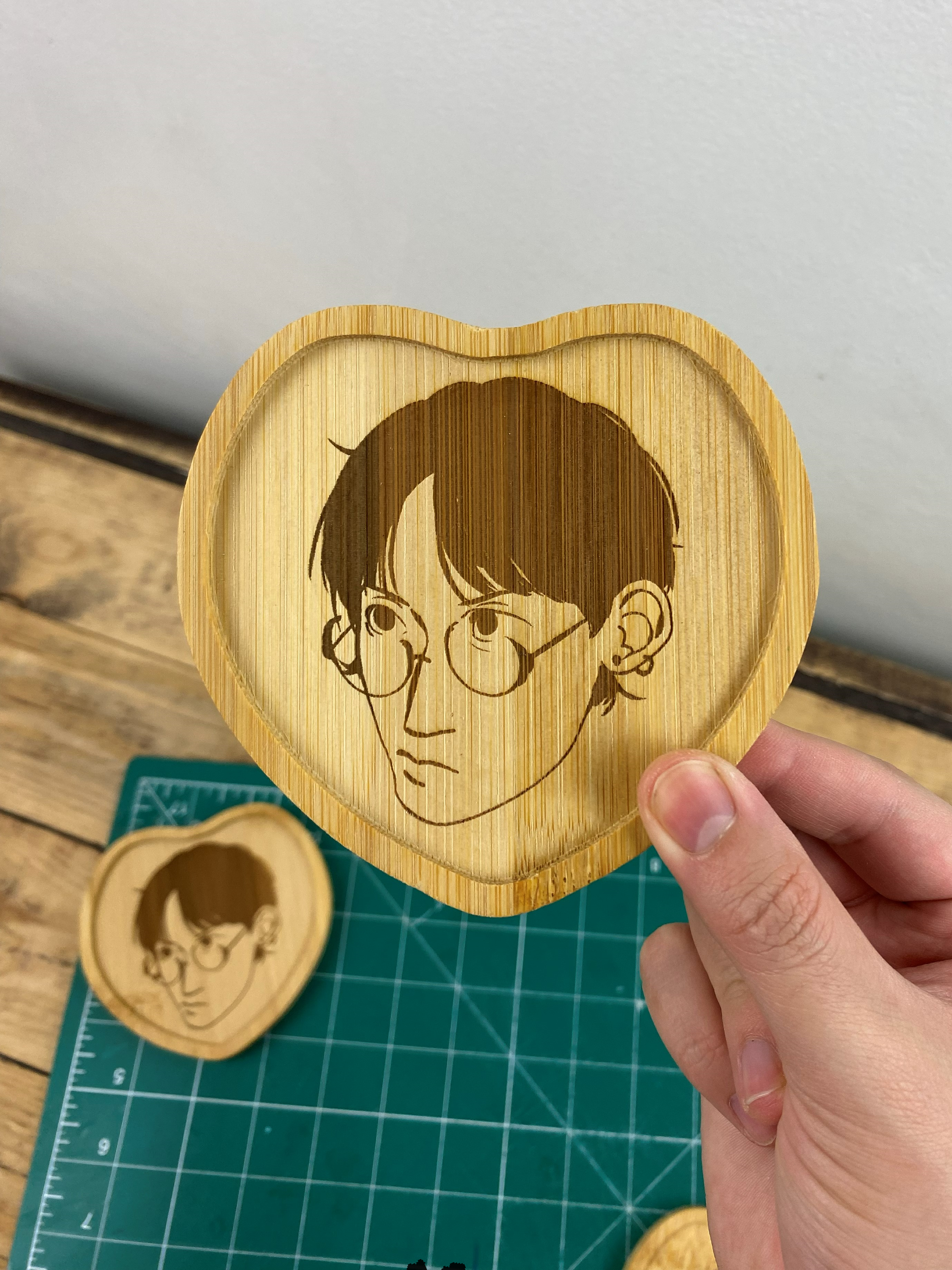Wooden Coaster - Character with glasses