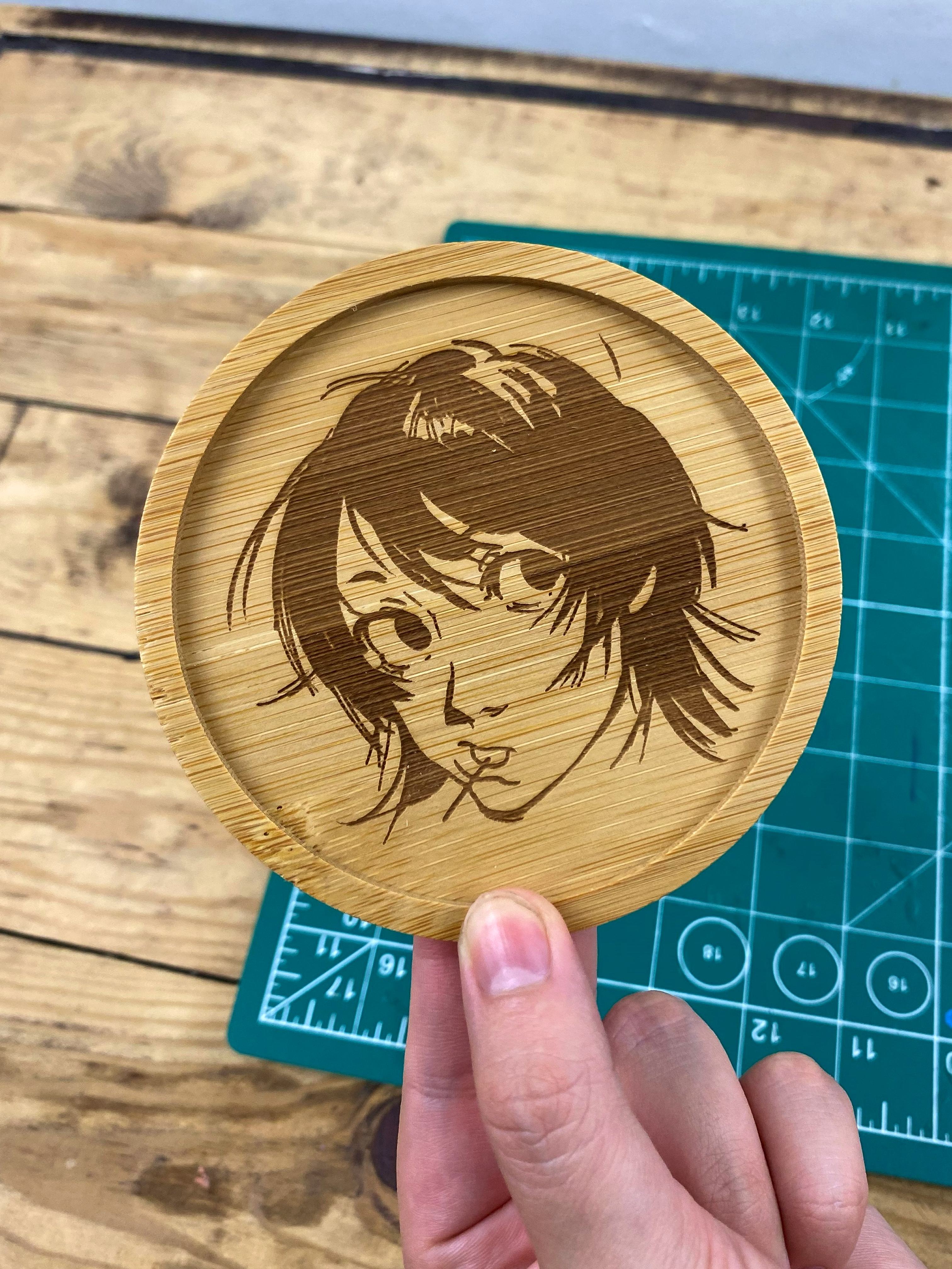Wooden Coaster - Doodle girl