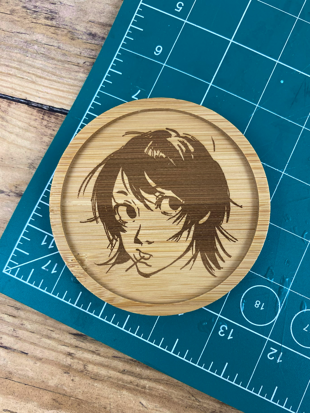Wooden Coaster - Doodle girl